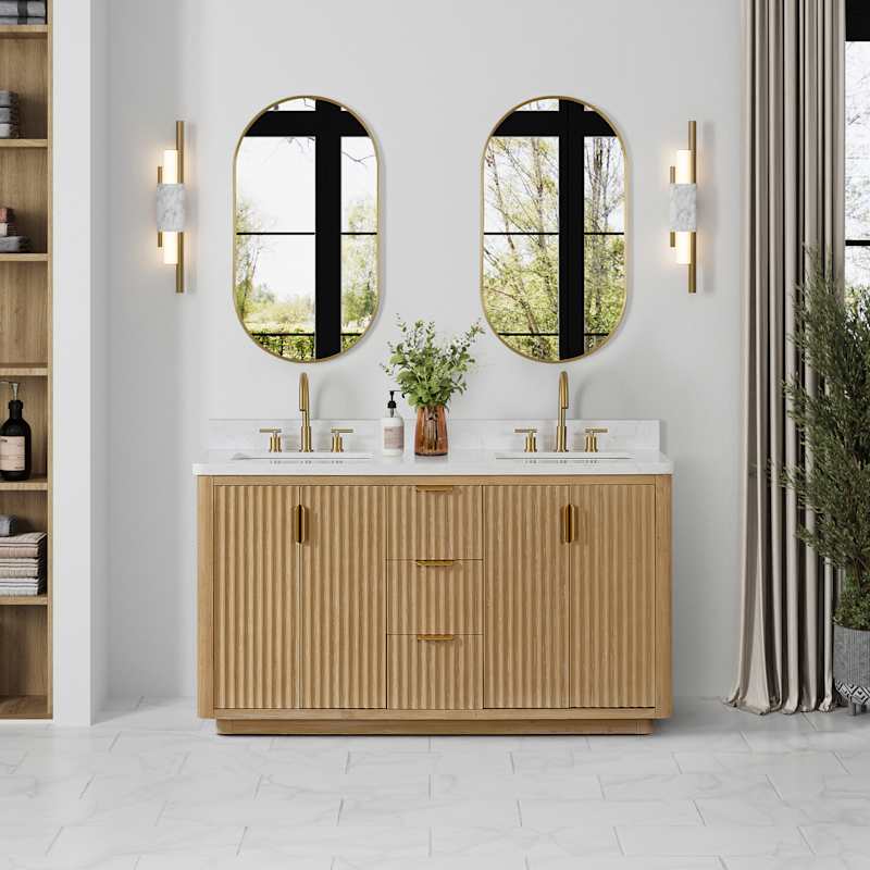 Miseno Cádiz 60" Free Standing Double Basin Vanity Set with Solid Wood Cabinet and Composite Stone Top – Washed Ash Grey - Image 8