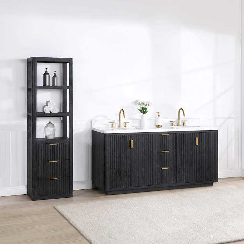 Miseno Cádiz 72" Free Standing Double Basin Vanity Set with Cabinet and Stone Composite Top, 8" Widespread, Soft-Close, Backsplash Included - Image 3
