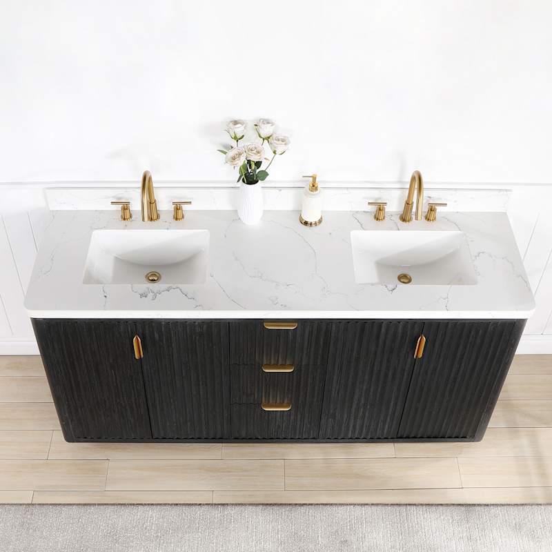 Miseno Cádiz 72" Free Standing Double Basin Vanity Set with Cabinet and Stone Composite Top, 8" Widespread, Soft-Close, Backsplash Included - Image 5