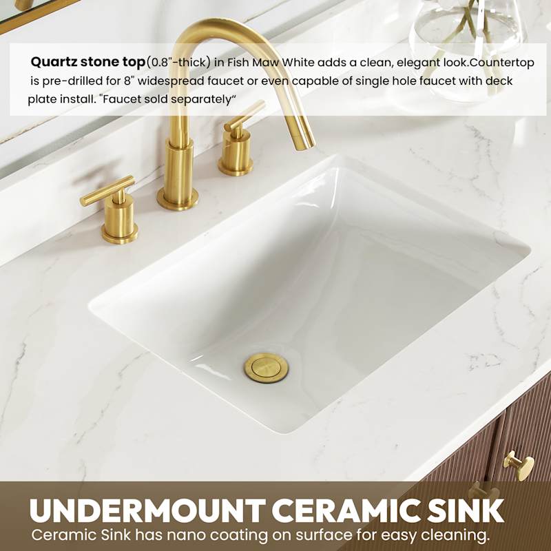 Miseno Oza 72" Free Standing Double Basin Bathroom Vanity Set with Cabinet and Quartz Top – Aged Dark Brown Oak - Image 2