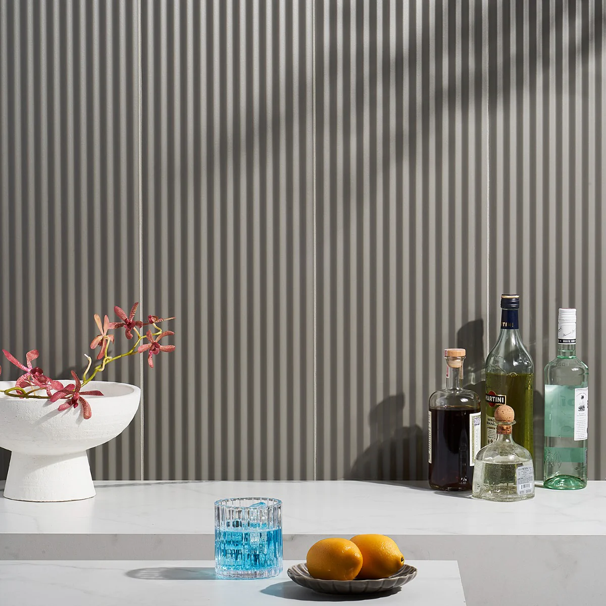 Mod Smoke Gray 12x36 3D Fluted Matte Ceramic Tile - Lux Tile - Image 5