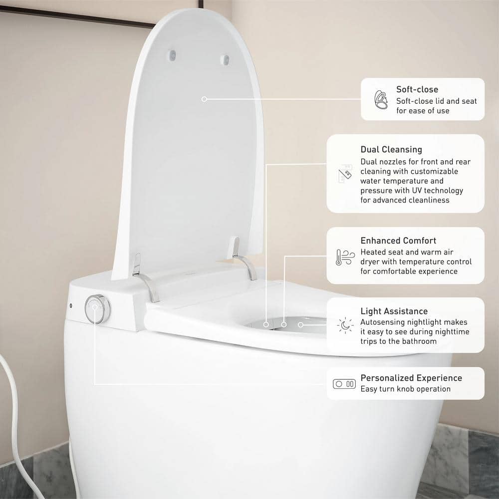 MOEN 2-Series Elongated Bidet Toilet in White - Advanced Cleansing & Stylish Design - Image 7