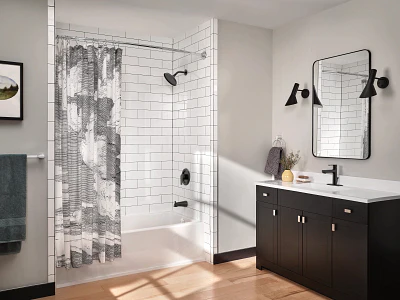 Moen 54-in to 72-in Matte Black Fixed Single Curve Shower Rod - Image 6