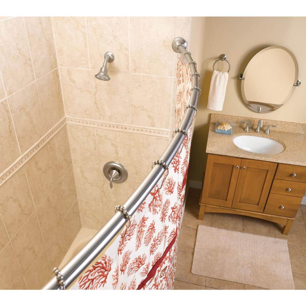 Moen 60 in. Curved Shower Rod with Pivoting Flanges in Brushed Nickel - Image 2