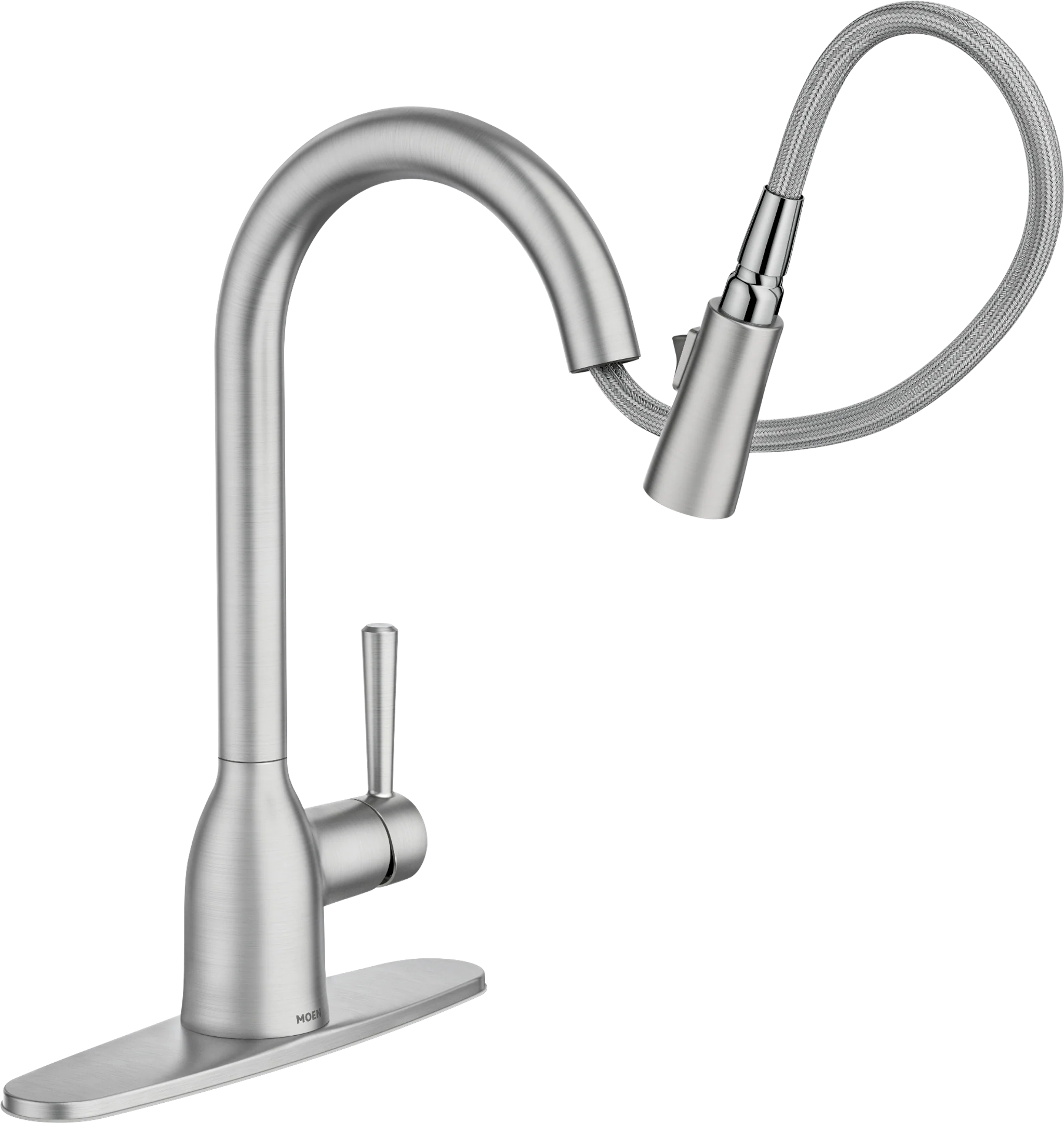 Moen Adler One‑Handle High Arc Pull‑Down Kitchen Faucet with Deck Plate, Spot Resist Stainless/Chrome/Matte Black/Mediterranean Bronze - Image 4