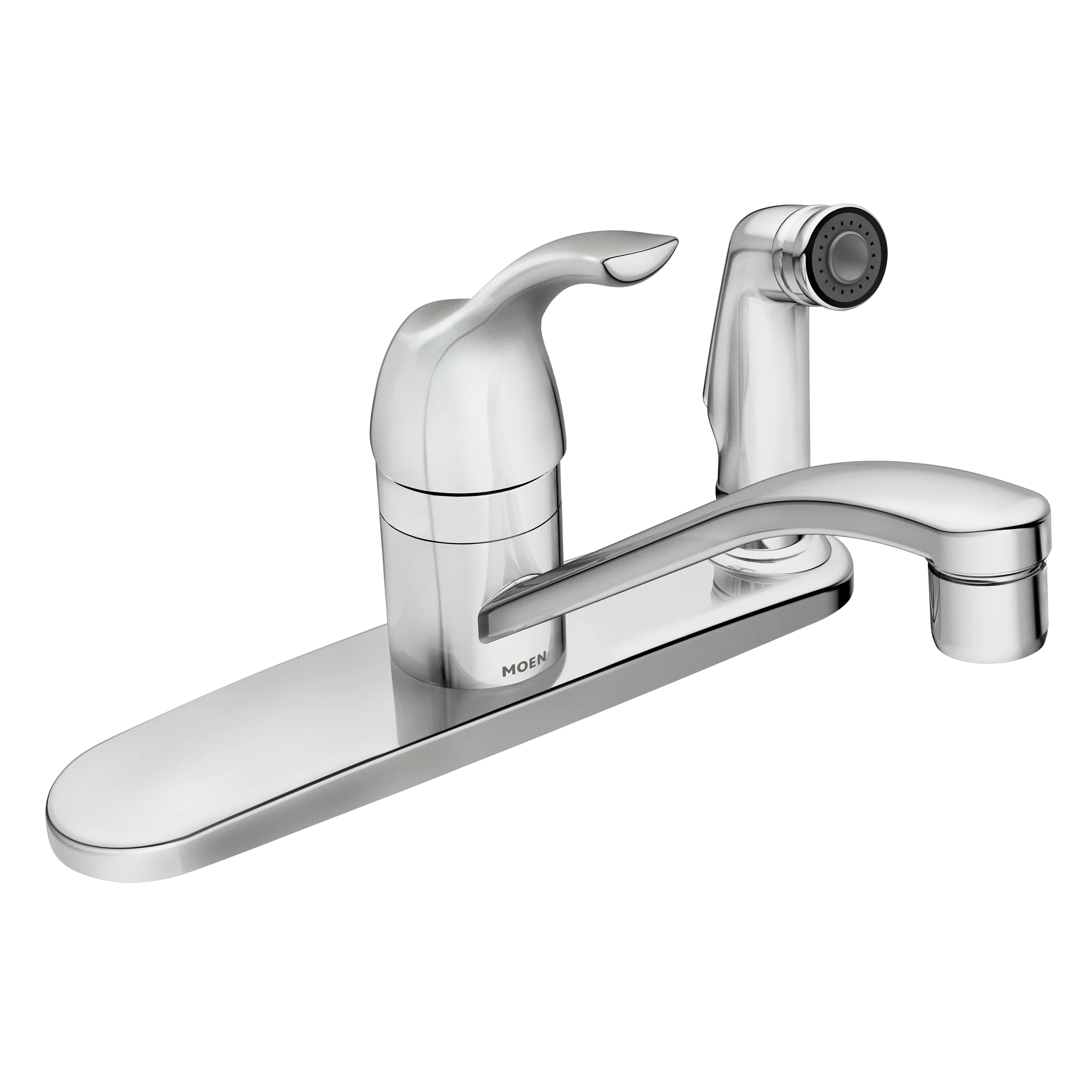 Moen Adler Single-Handle Low Arc Standard Kitchen Faucet with Side Spray, Chrome