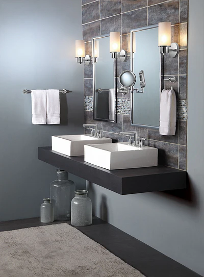 Moen Arris 13.85-in x 8.9-in Chrome Double-Sided Magnifying Wall-Mounted Vanity Mirror - Image 5