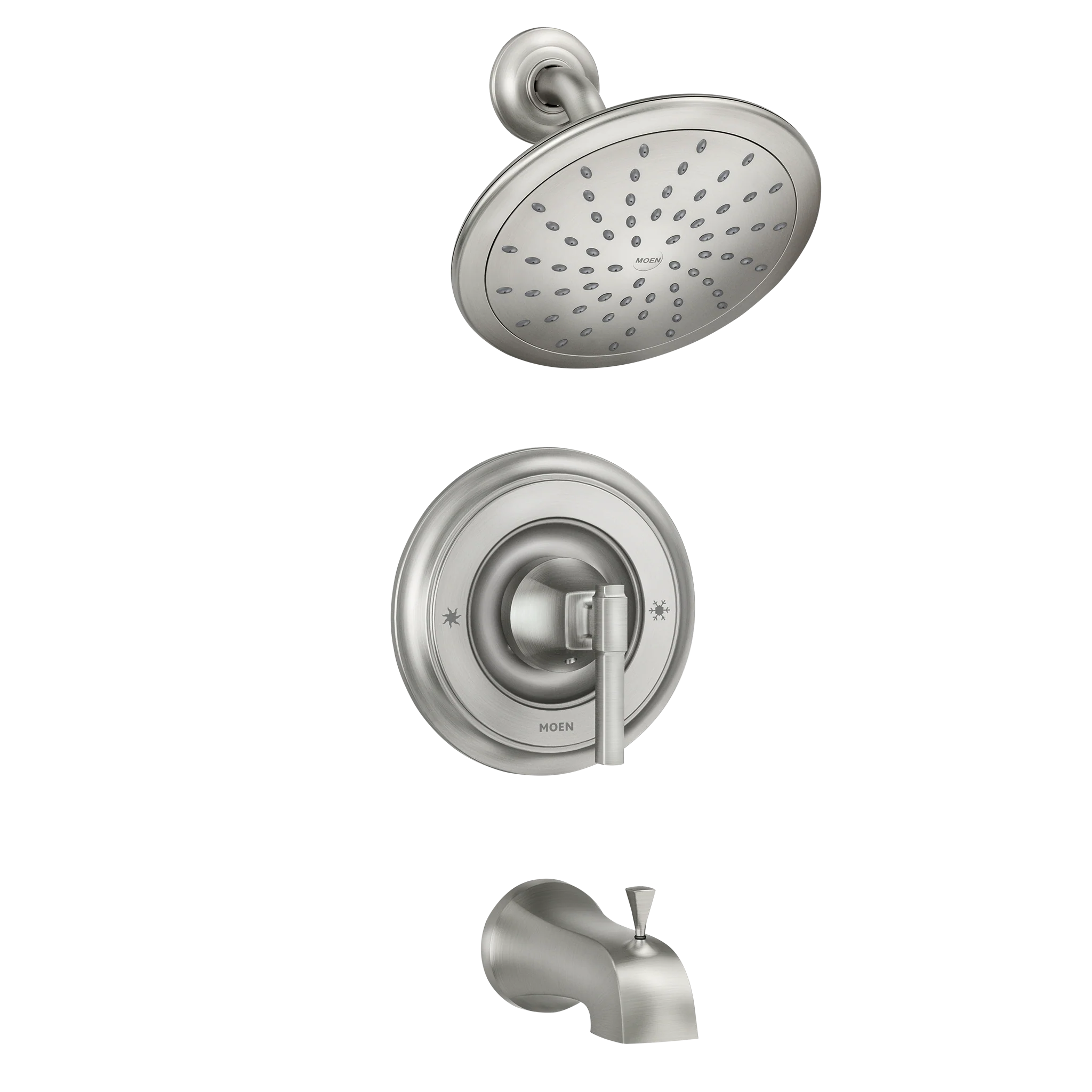 Moen Ayda Single-Handle 1-Spray Tub and Shower Faucet, Spot Resist Brushed Nickel, Valve Included (82758SRN)