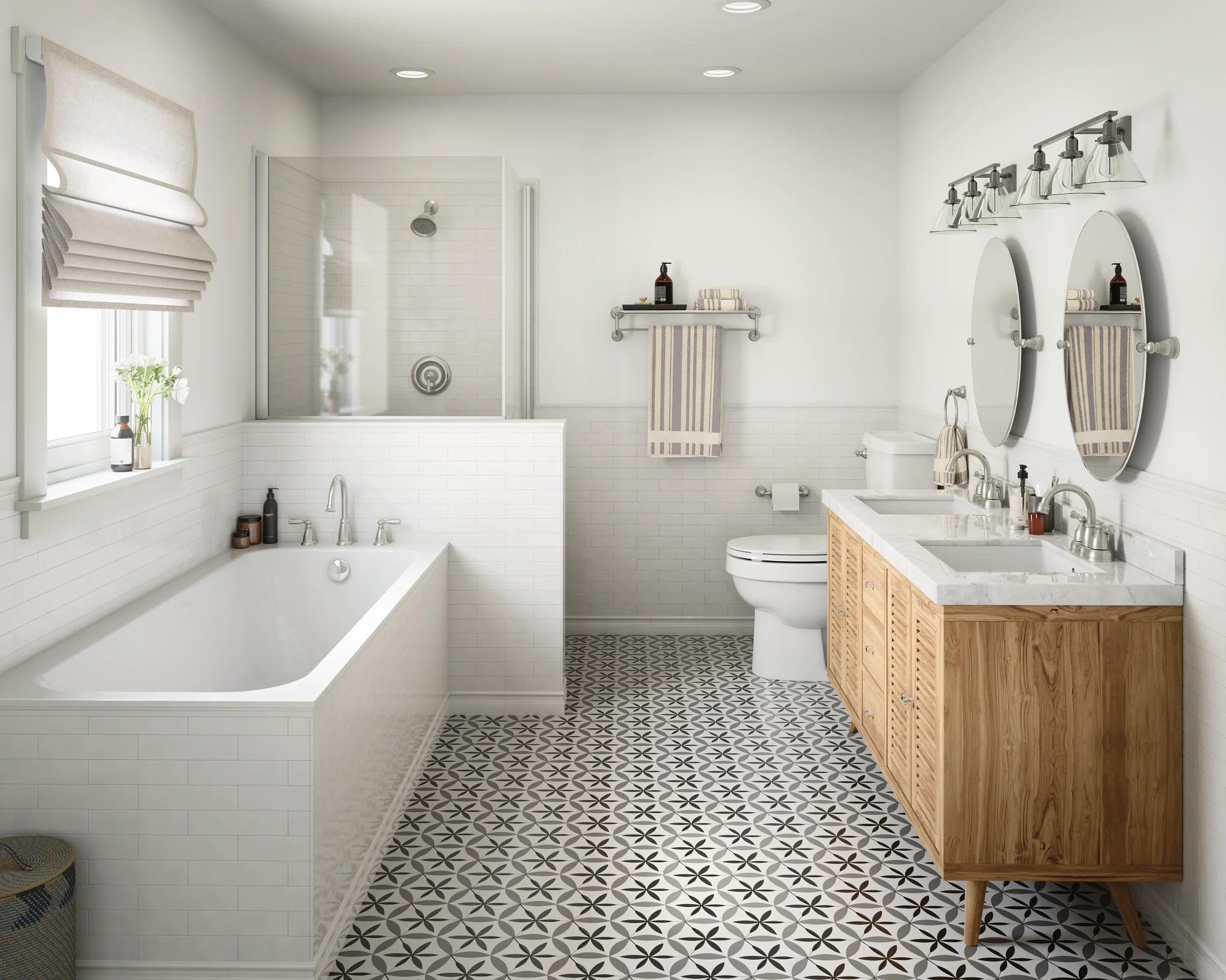 Moen Banbury 2‑Handle Deck‑Mount High Arc Roman Tub Faucet with Valve, Spot Resist Brushed Nickel