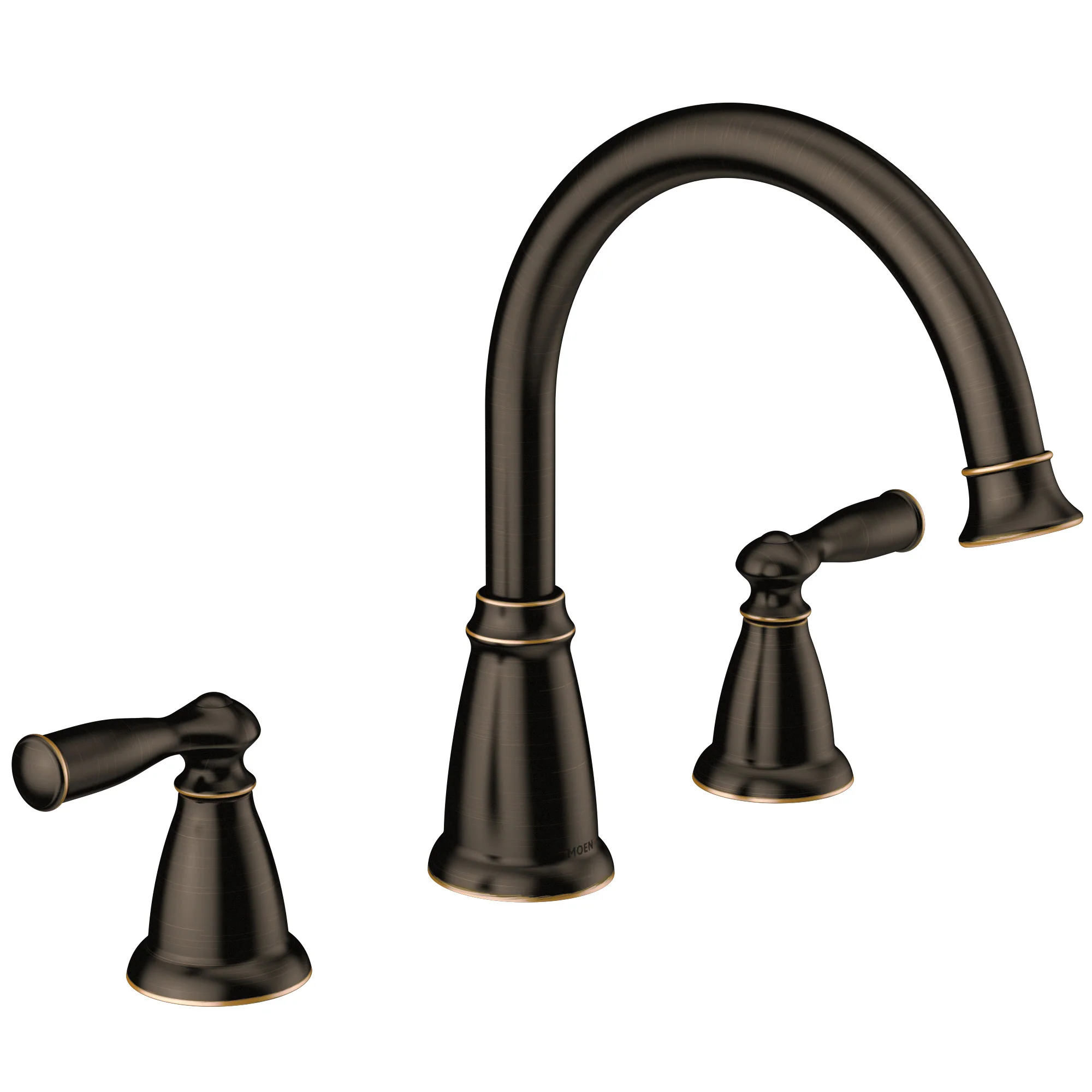 Moen Banbury 2‑Handle Deck‑Mount High Arc Roman Tub Faucet with Valve, Spot Resist Brushed Nickel - Image 3