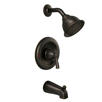 Moen Banbury Single-Handle 1-Spray 1.75 GPM Tub and Shower Faucet with Curved Shower Rod in Mediterranean Bronze - Image 3
