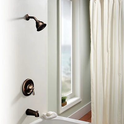 Moen Banbury Single-Handle 1-Spray 1.75 GPM Tub and Shower Faucet with Curved Shower Rod in Mediterranean Bronze - Image 5