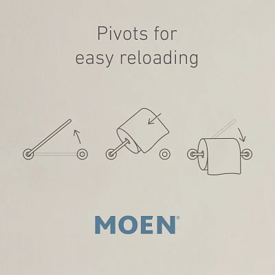 Moen Belfield Polished Nickel Wall-Mount Pivoting Toilet Paper Holder - Image 3
