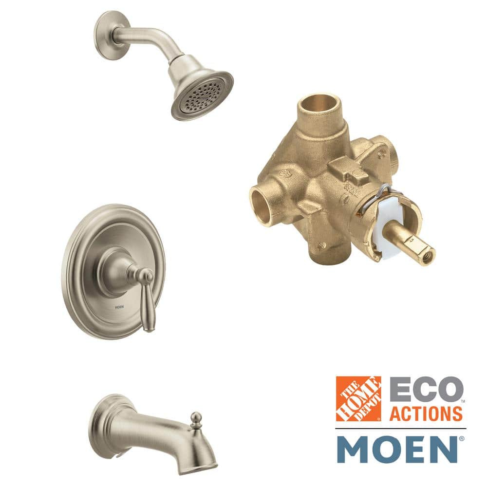 Moen Brantford Single-Handle 1-Spray Posi-Temp Tub and Shower Faucet Trim Kit in Brushed Nickel, Valve Included