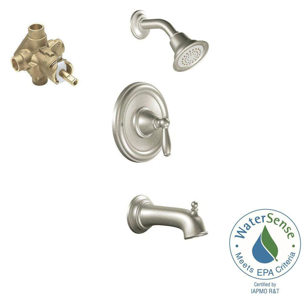 Moen Brantford Single-Handle 1-Spray Posi-Temp Tub and Shower Faucet Trim Kit in Brushed Nickel, Valve Included - Image 5