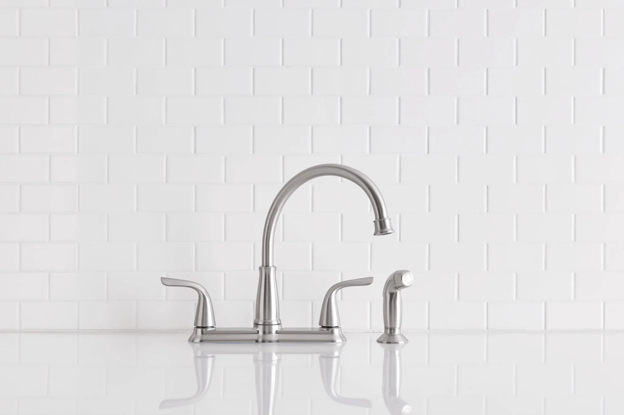 Moen Brecklyn 2-Handle Kitchen Faucet with Side Sprayer, Spot Resist Stainless - Image 2