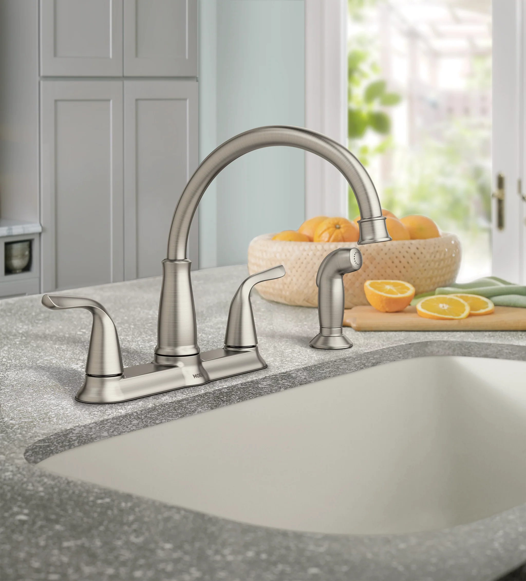 Moen Brecklyn 2-Handle Kitchen Faucet with Side Sprayer, Spot Resist Stainless - Image 3