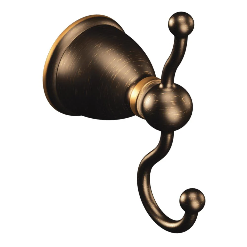 Moen Caldwell Double Hook Mediterranean Bronze Towel Hook, Wall-Mount