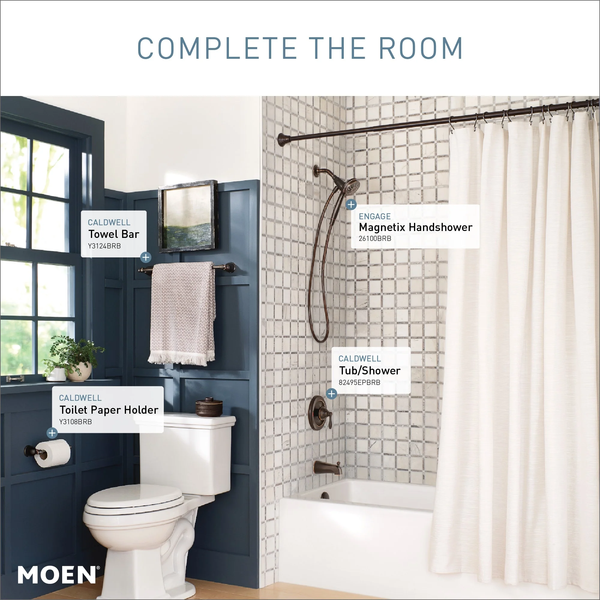 Moen Caldwell Mediterranean Bronze 1-Handle Bathtub and Shower Faucet with Valve - Image 7