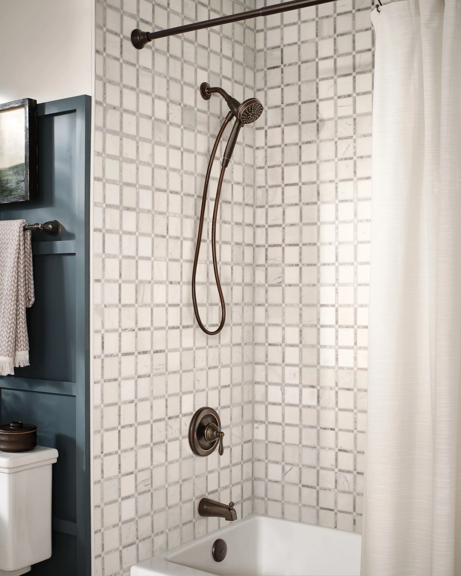 Moen Caldwell Mediterranean Bronze 1-Handle Bathtub and Shower Faucet with Valve - Image 8