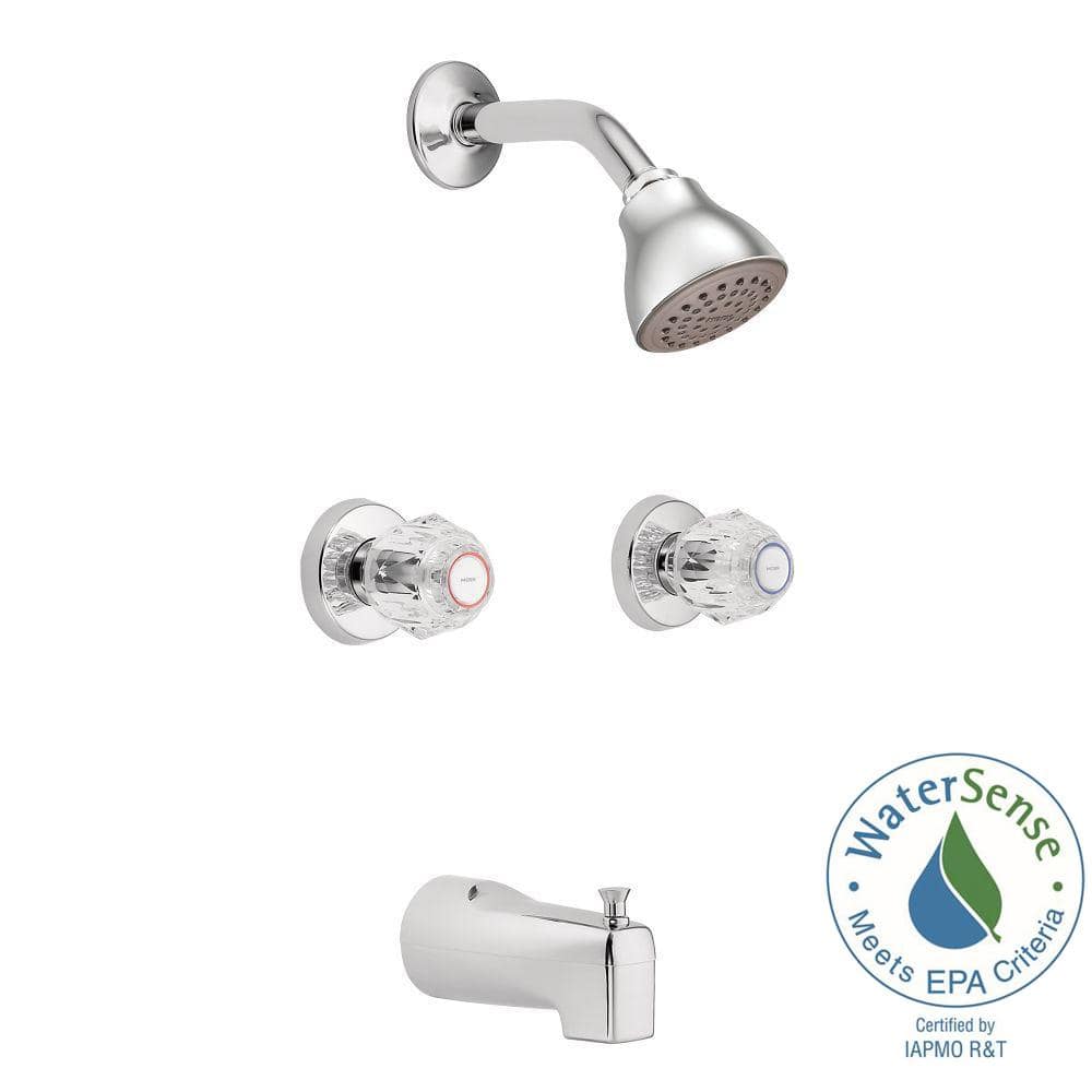 Moen Chateau 2-Handle 1-Spray Tub and Shower Faucet with Valve in Chrome (Valve Included)
