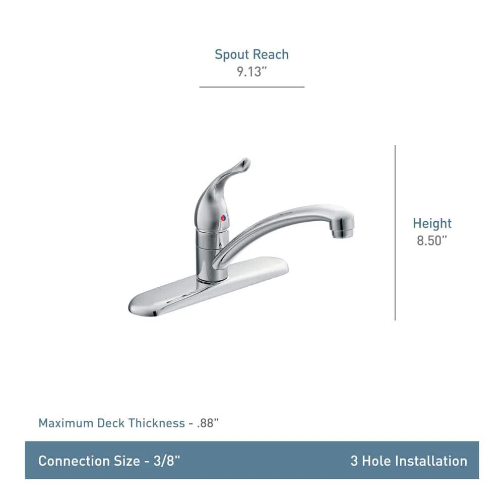 Moen Chateau Low-Arc Single-Handle Standard Kitchen Faucet in Chrome - Image 3