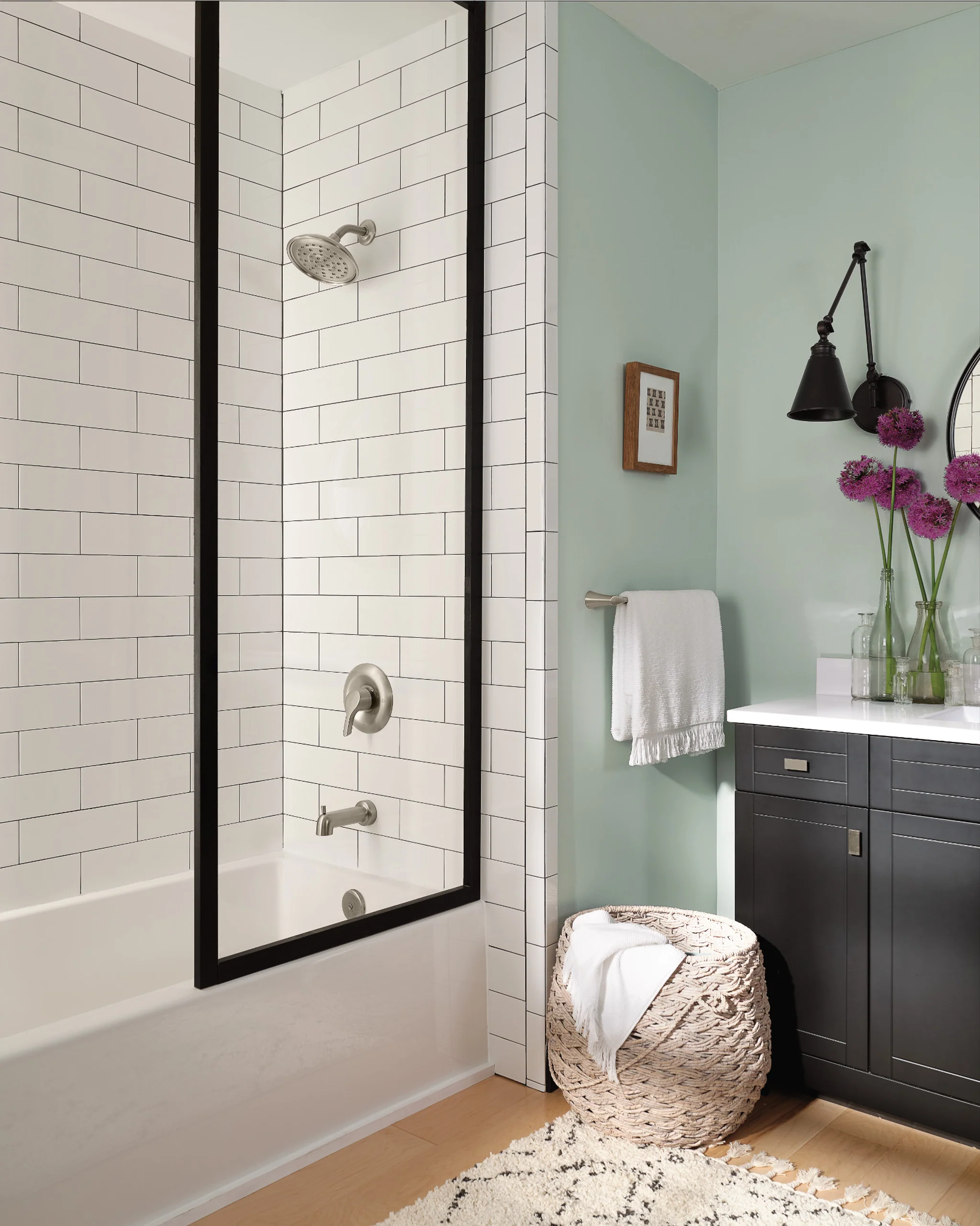Moen Danika Spot Resist Brushed Nickel 1‑Handle Tub and Shower Faucet with Valve, Posi-Temp, 7.2" Rainshower - Image 3