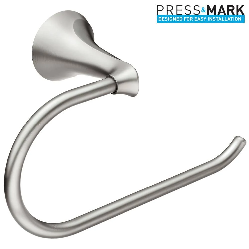 Moen Darcy 4-Piece Press & Mark Bath Hardware Set with 24 in. Towel Bar, Towel Ring, Pivoting Paper Holder and Robe Hook in Brushed Nickel - Image 4