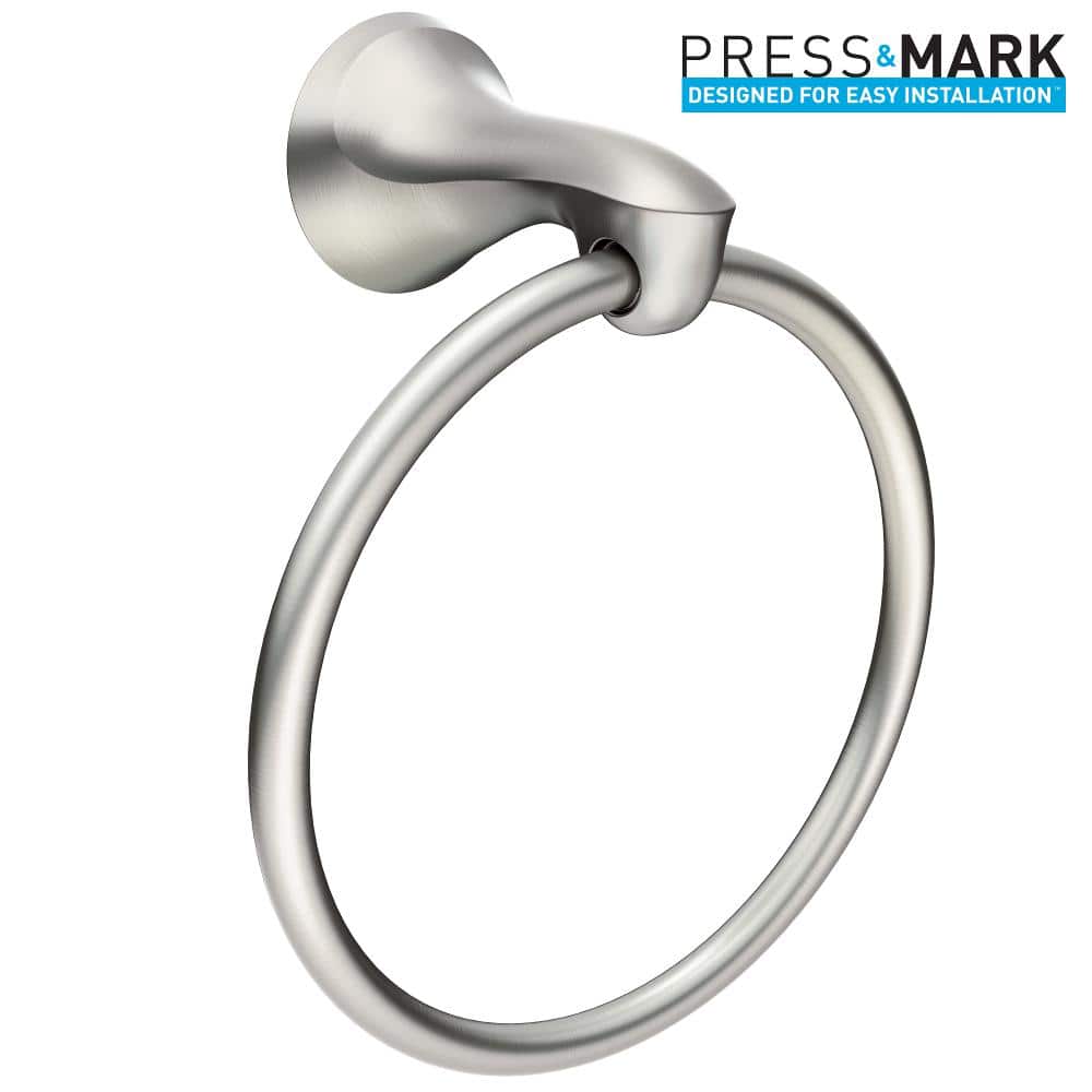 Moen Darcy 4-Piece Press & Mark Bath Hardware Set with 24 in. Towel Bar, Towel Ring, Pivoting Paper Holder and Robe Hook in Brushed Nickel - Image 5