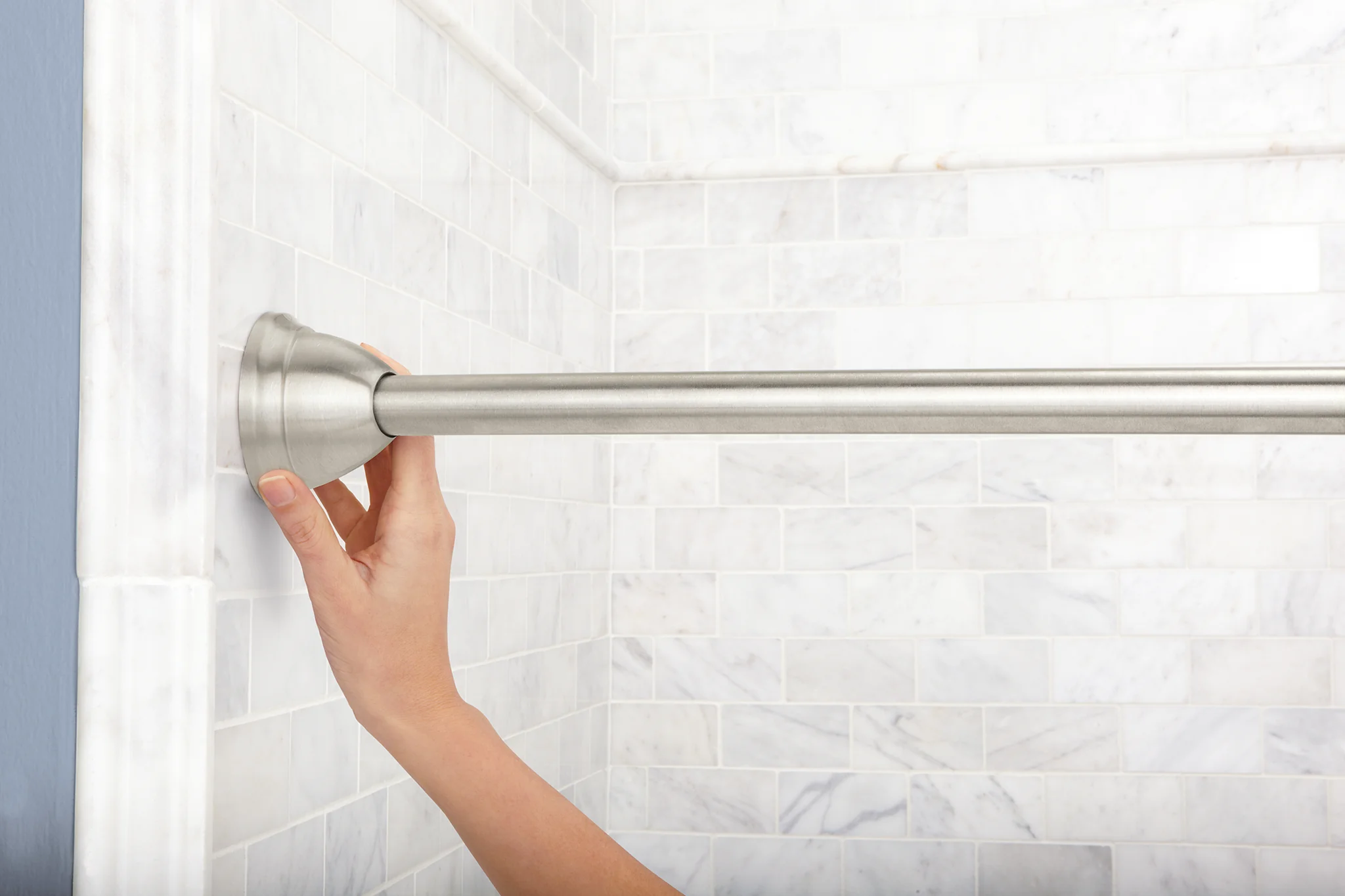 Moen DN2170BN 57-in to 60-in Tension-Mount Brushed Nickel Curved Single Shower Rod - Image 4