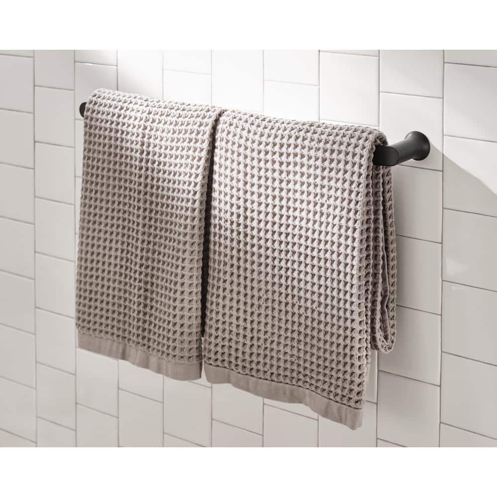 Moen Genta Collection 24-in Matte Black Wall-Mount Single Towel Bar - Image 2