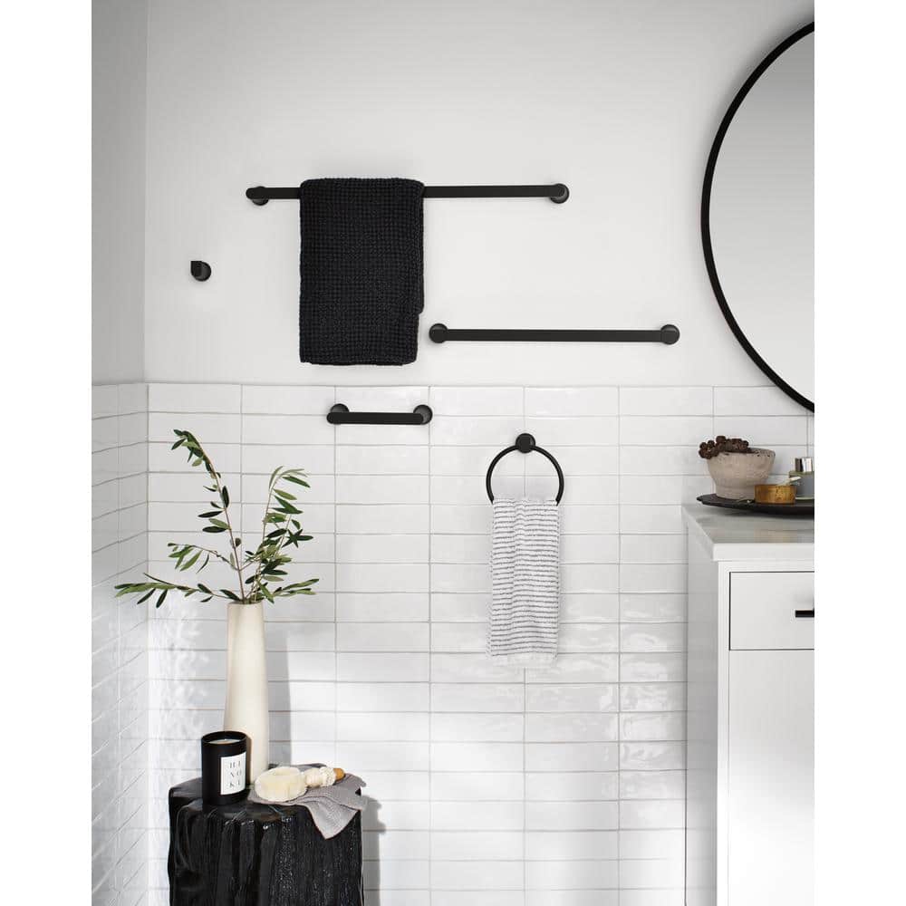 Moen Genta Collection 24-in Matte Black Wall-Mount Single Towel Bar - Image 4