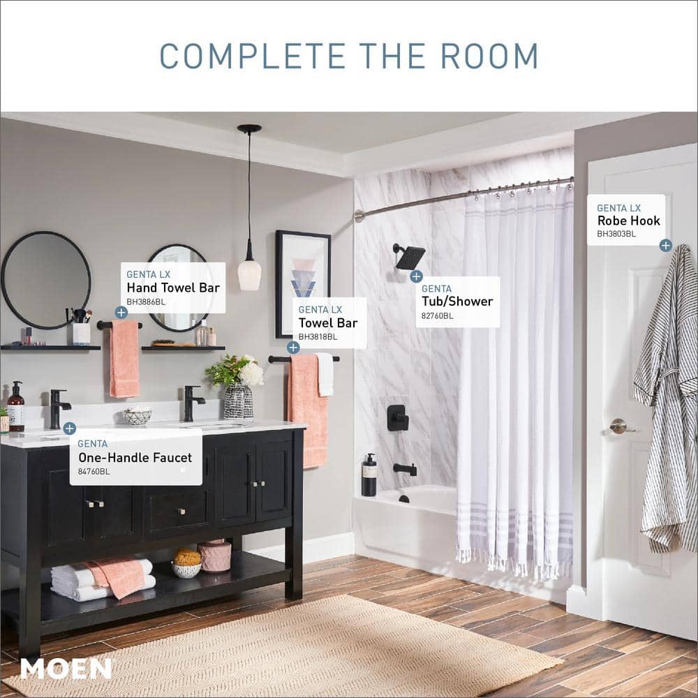 Moen Genta Single-Handle 1-Spray Tub and Shower Faucet in Matte Black, Valve Included (82760BL) - Image 4