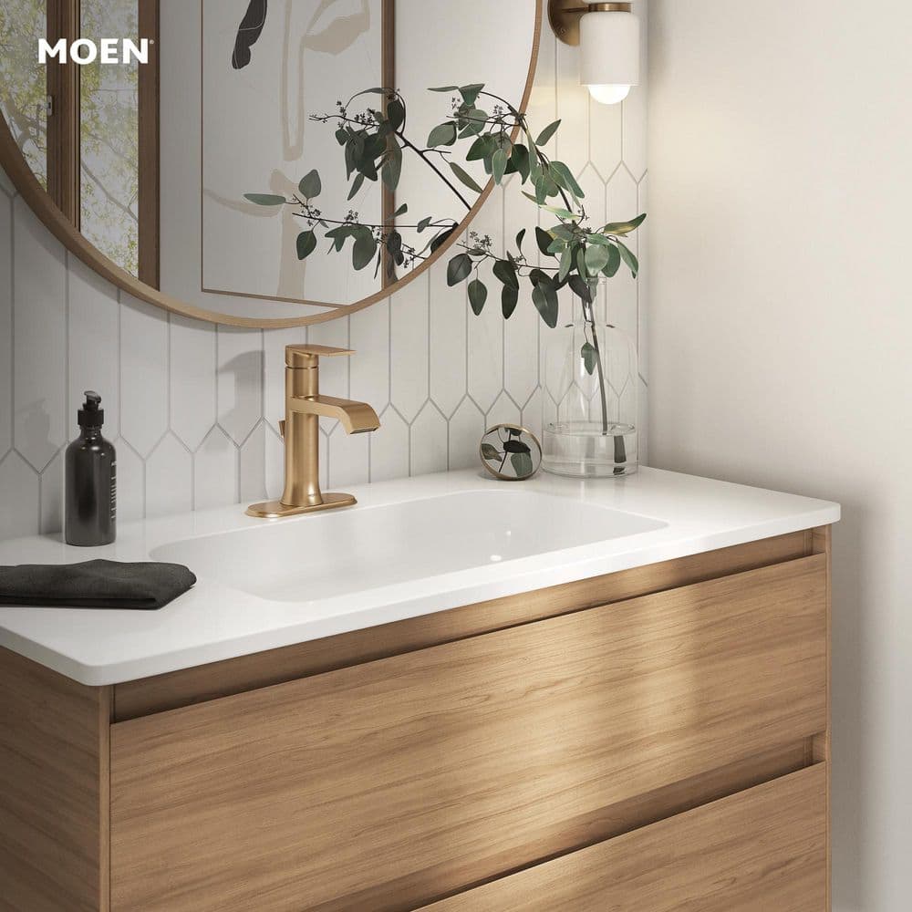 Moen Genta Single Handle Single Hole Bathroom Faucet in Bronzed Gold - Image 2