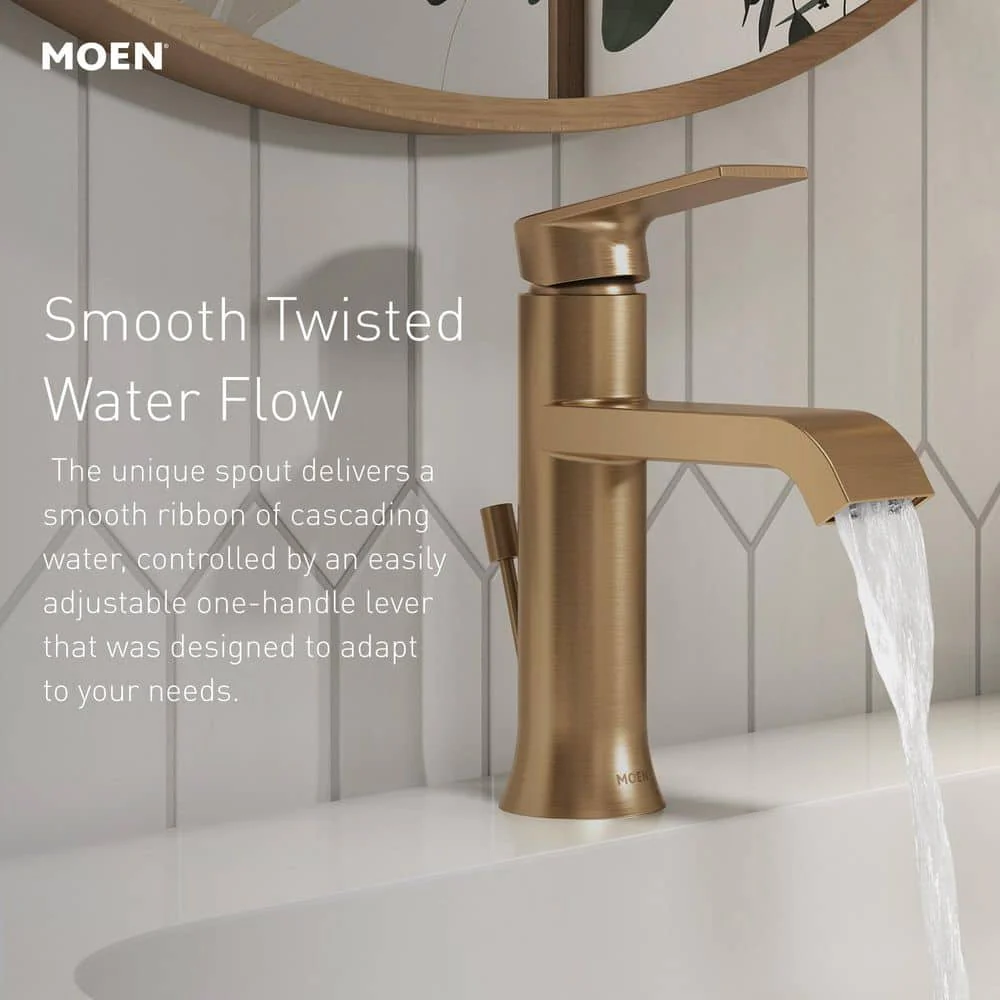 Moen Genta Single Handle Single Hole Bathroom Faucet in Bronzed Gold - Image 4