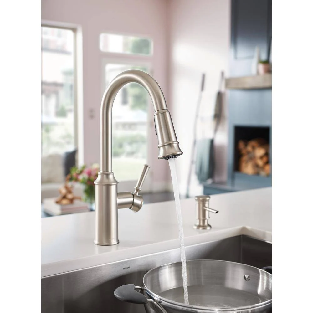 Moen Glenshire Single-Handle Pull-Down Sprayer Kitchen Faucet with Reflex and Power Clean, Spot Resist Stainless - Image 2