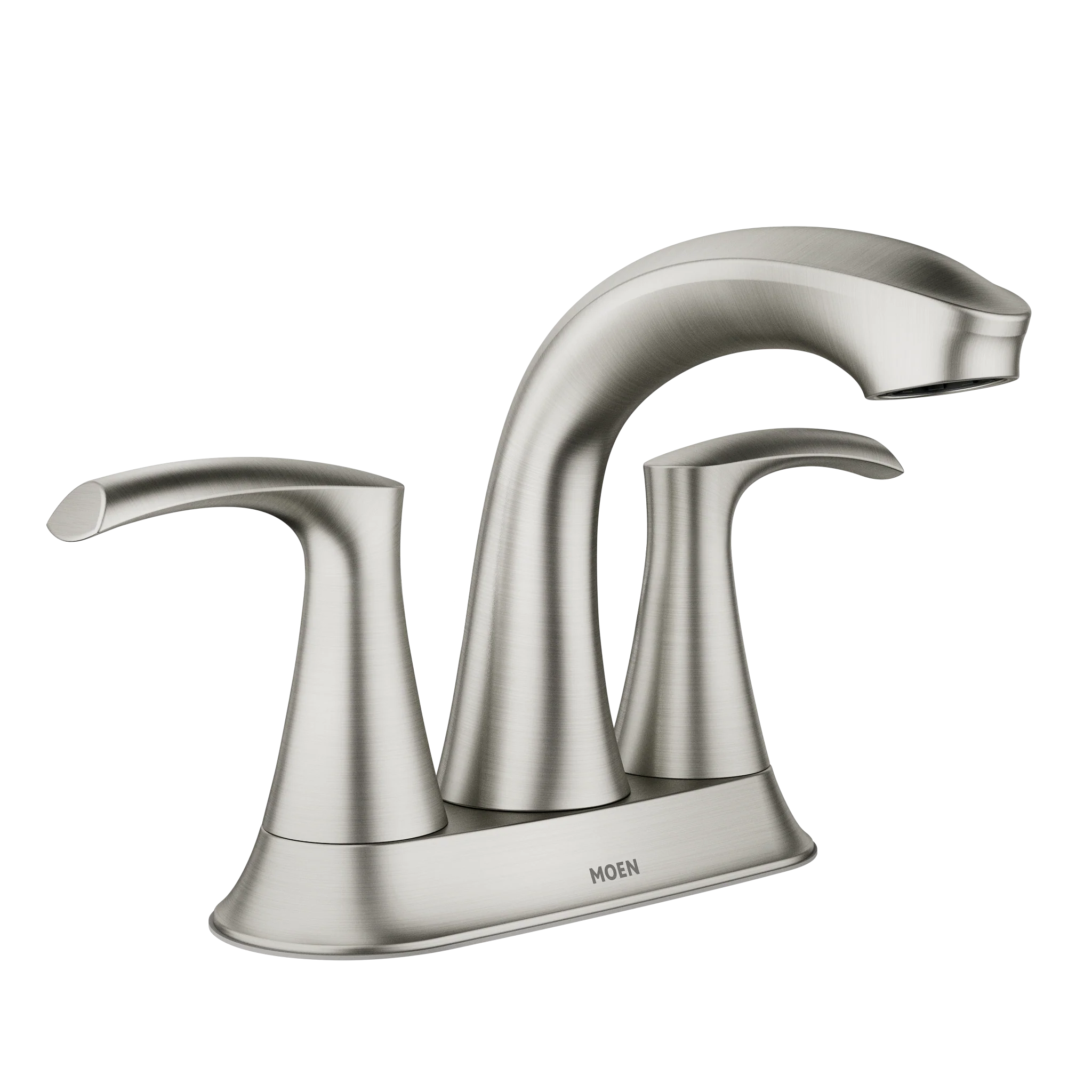 Moen Graeden Spot Resist Brushed Nickel 2-Handle 4-in Centerset WaterSense Bathroom Sink Faucet with Drain and Deck Plate