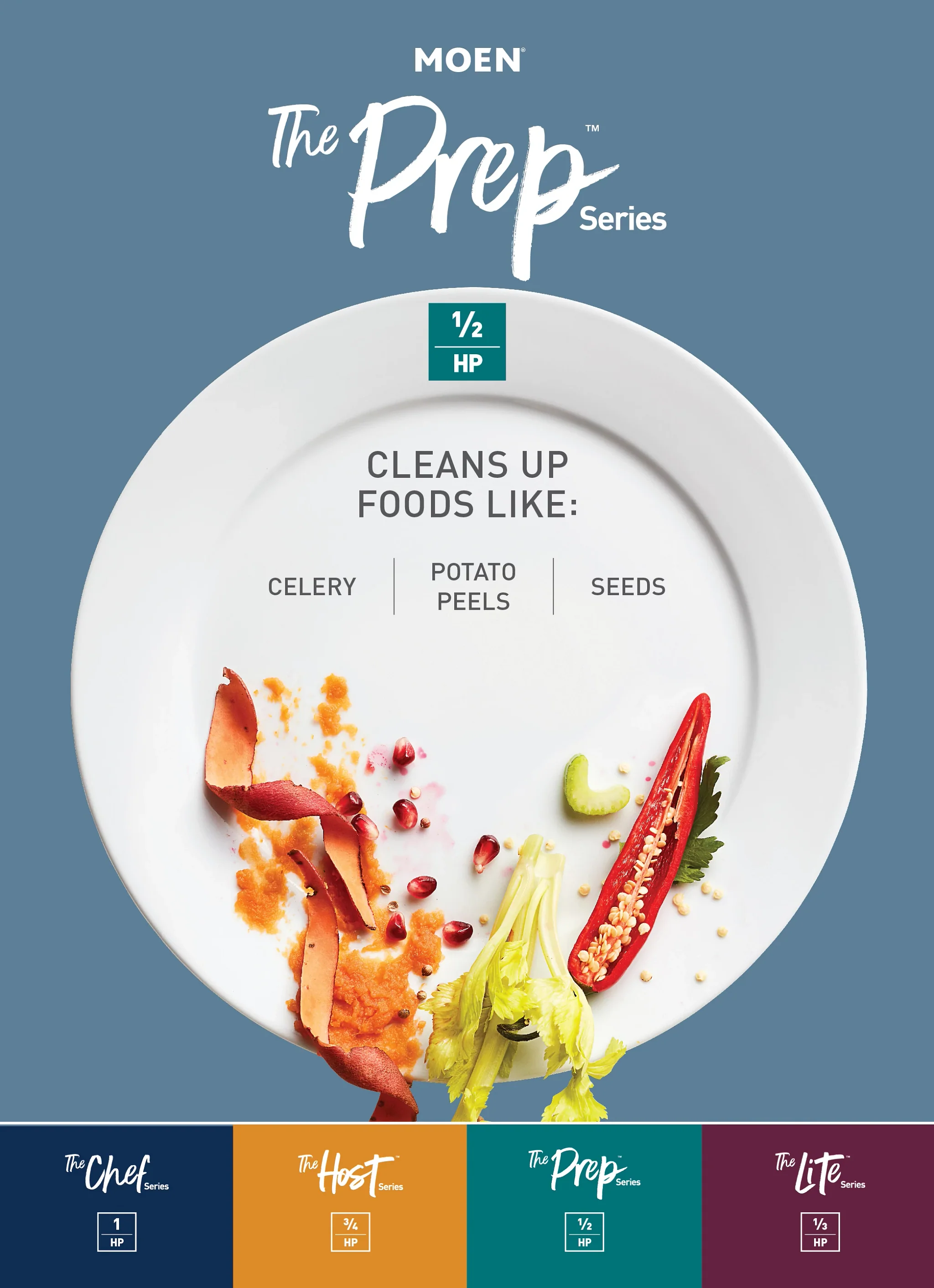 Moen GX50C The Prep Series 1/2-HP Continuous-Feed Garbage Disposal with SoundSHIELD Noise Insulation - Image 3