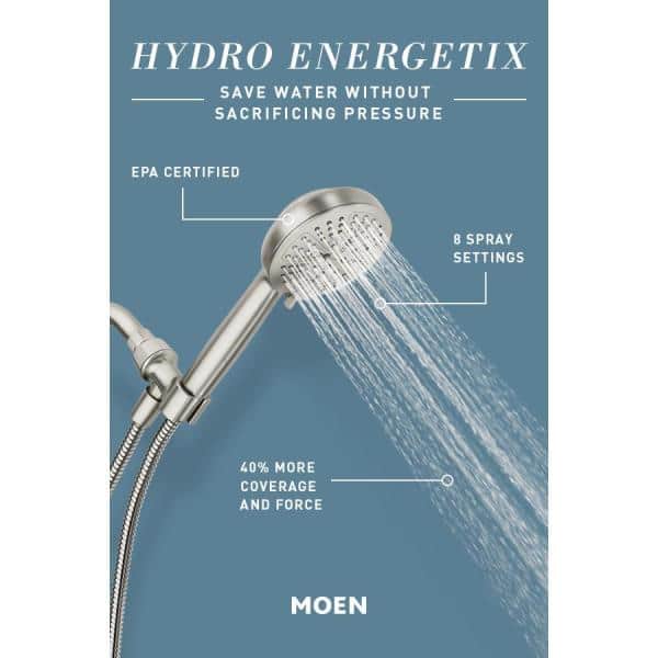 Moen HydroEnergetix 8-Spray 5 in. Wall-Mount Handheld Adjustable Shower Head, Chrome - Image 5