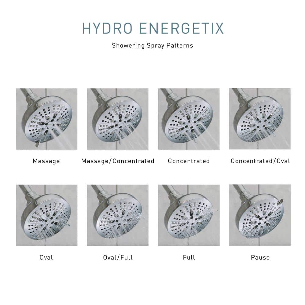 Moen HydroEnergetix 8-Spray 5 in. Wall-Mount Handheld Adjustable Shower Head, Chrome - Image 7