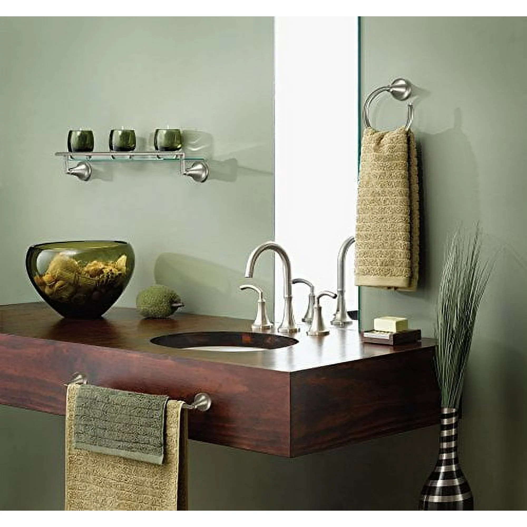 Moen Icon Brushed Nickel Wall-Mount Towel Ring, YB5886BN - Image 2