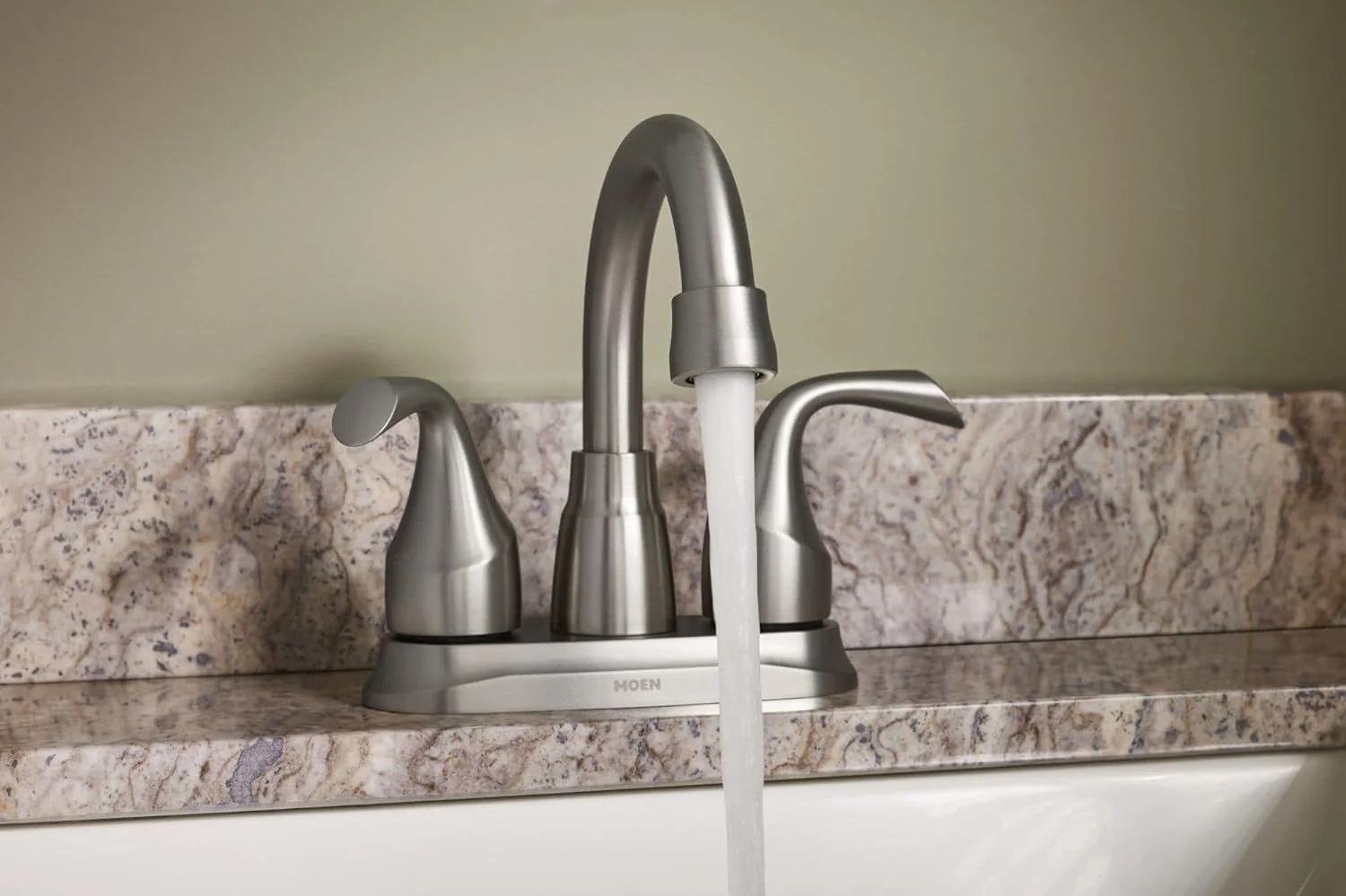Moen Idora Spot Resist Brushed Nickel Two-Handle Centerset Bathroom Sink Faucet with Drain Assembly - Image 5