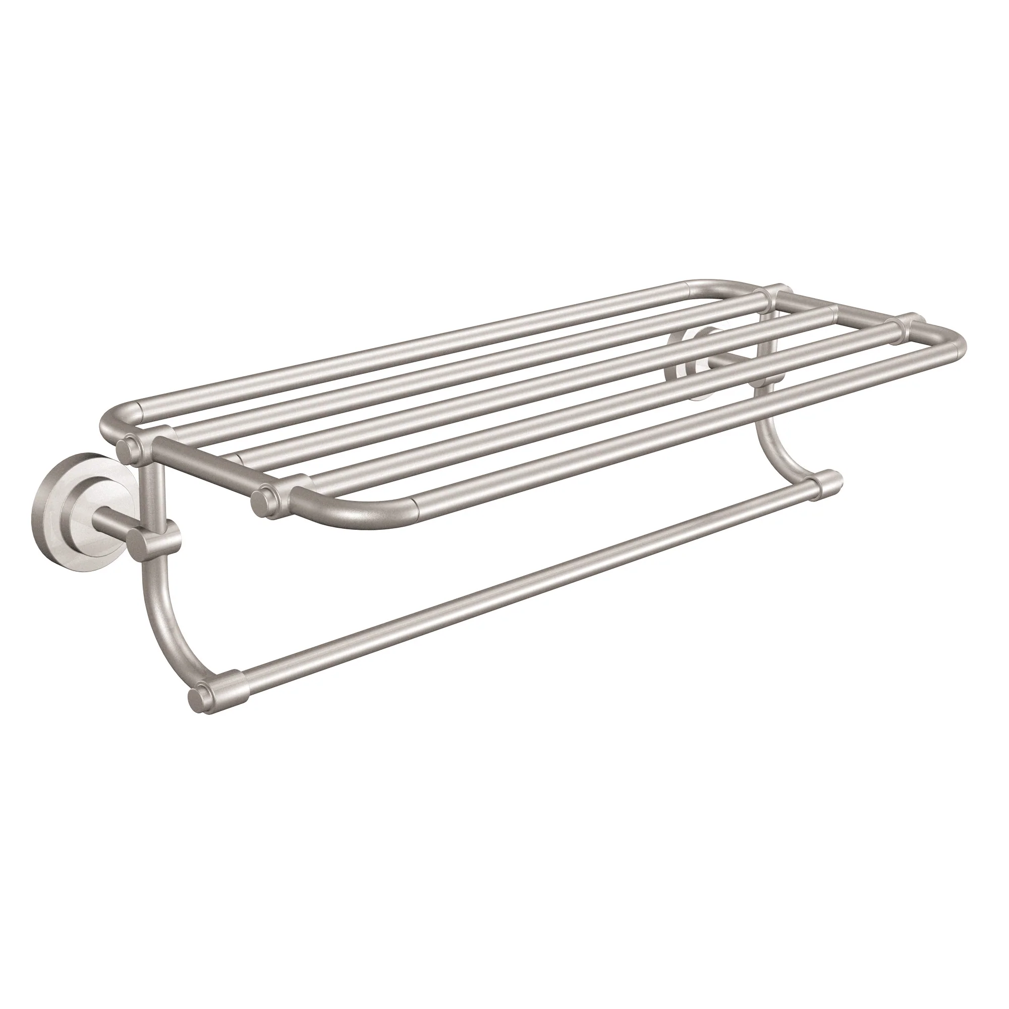 Moen Iso Hotel-Style Bathroom Shelf with Towel Bar, 26-19/20 in. W x 10-7/10 in. L, Brushed Nickel