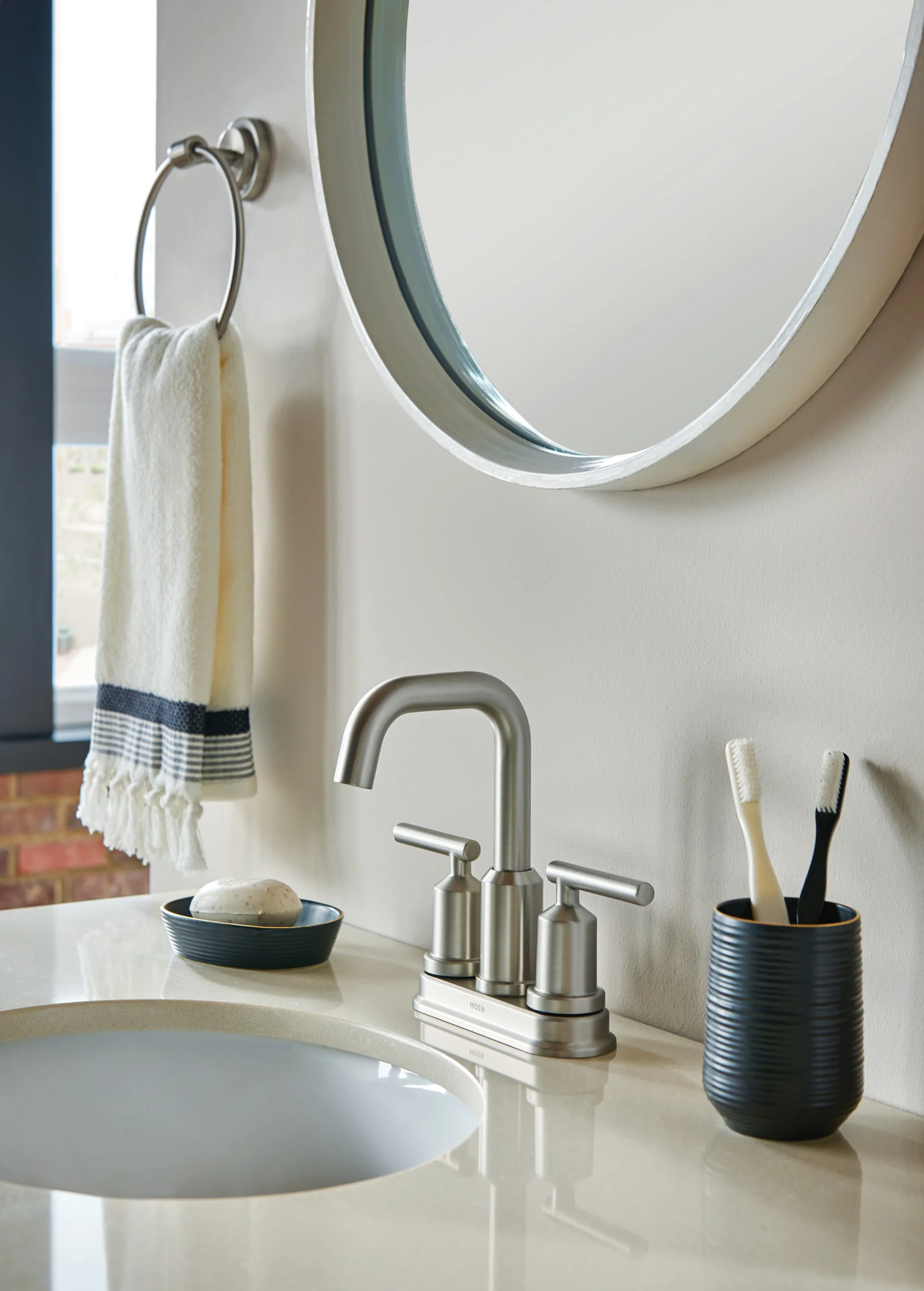 Moen Iso Spot Resist Brushed Nickel Wall Mount Towel Ring - Image 2