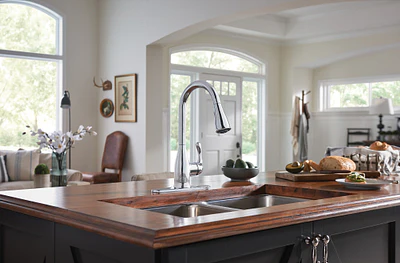 Moen Kaden Single-Handle Pull-Down Sprayer Kitchen Faucet with Reflex, Power Clean and Soap Dispenser in Chrome - Image 3
