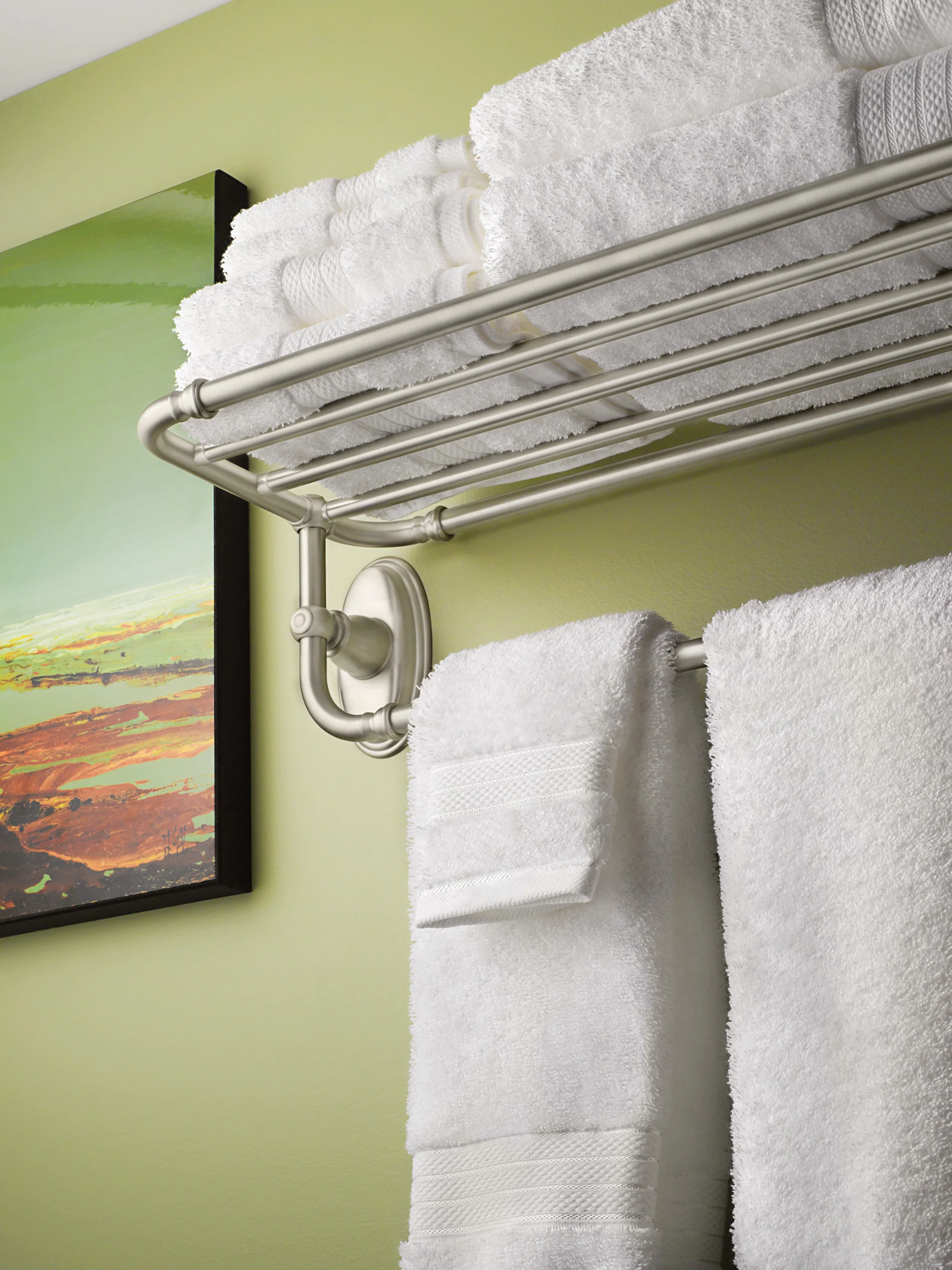 Moen Kingsley Brushed Nickel Wall-Mount Towel Shelf Rack (YB5494BN) - Image 2