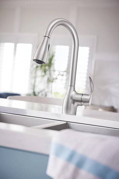 Moen Kleo Single-Handle Pull-Down Kitchen Faucet with Power Clean, Spot Resist Stainless, with Soap Dispenser - Image 7