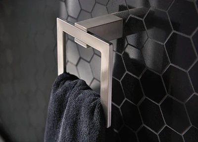 Moen Kyvos Brushed Nickel Wall Mount Towel Ring - Image 4