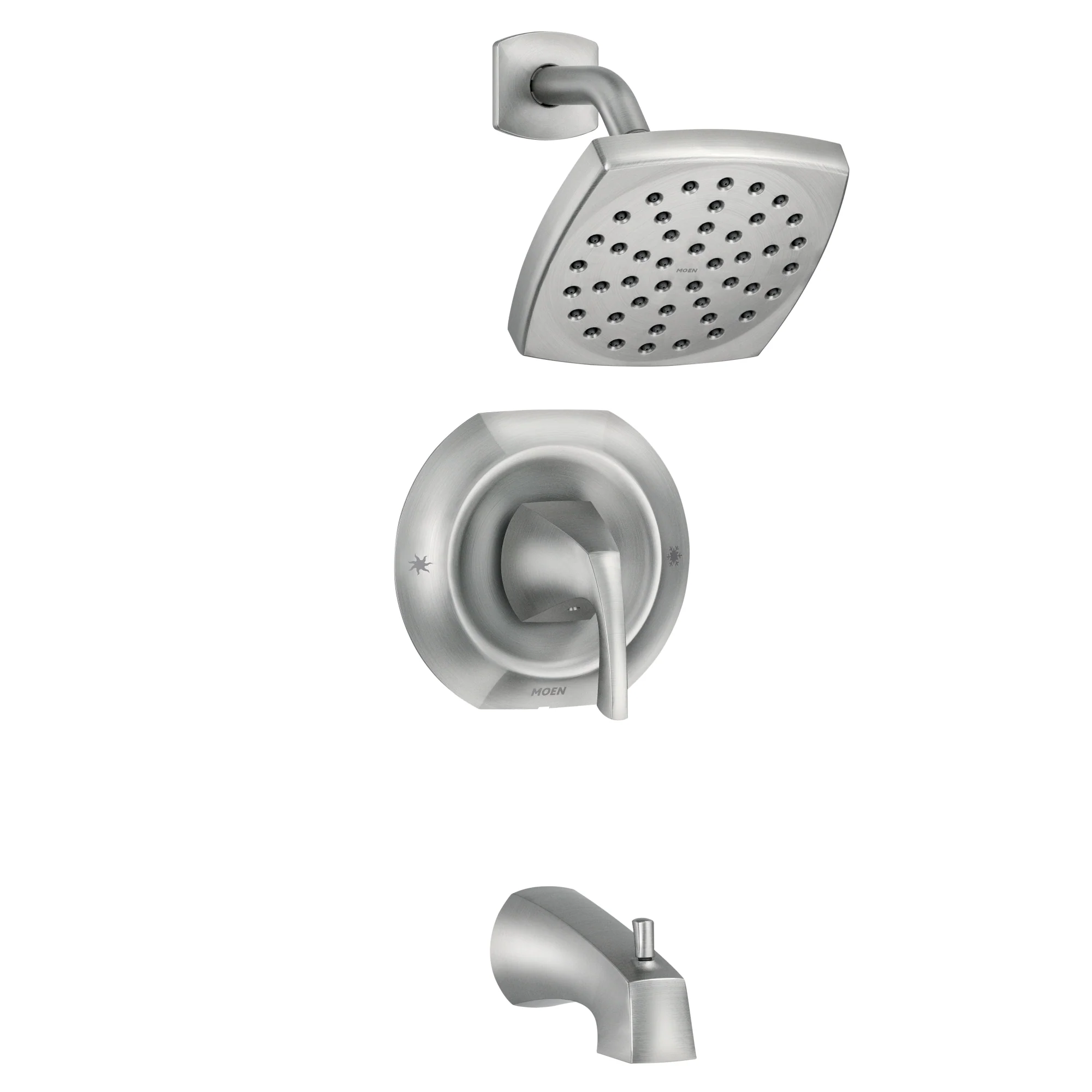Moen Lindor Spot Resist Brushed Nickel 1-Handle Bathtub and Shower Faucet with Valve