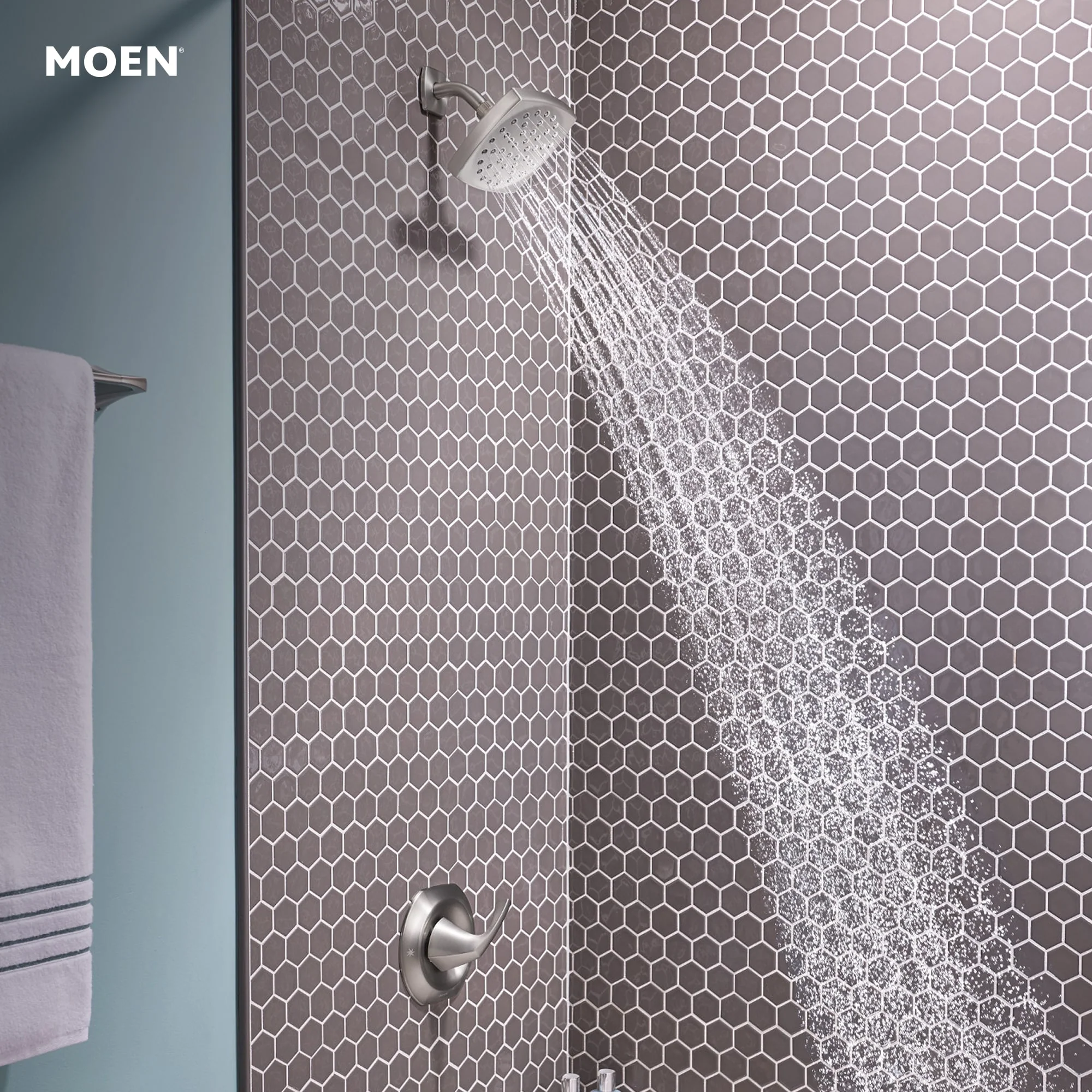 Moen Lindor Spot Resist Brushed Nickel 1-Handle Bathtub and Shower Faucet with Valve - Image 2